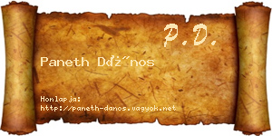 Paneth Dános névjegykártya